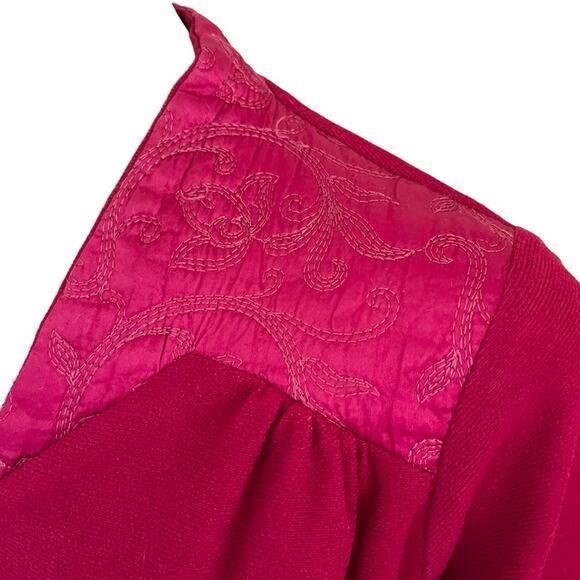 VTG HERBCRAFT Zip Front Satin Shoulder Felted Velour Robe Housecoat in Red SZ M - Picture 4 of 10